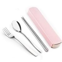 Juego De Utensilios De Acero Inoxidable 4 Piezas Cuchillo Tenedor Cuchara Y Palillos Con Estuche De Almacenamiento Para Camping Viajes Y Viajes - details 0