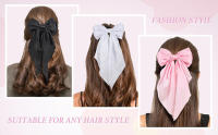 Diademas De Satén Sólido Para Niñas Colores Rosa/Negro/Blanco Accesorios De Cabello Para Mujer Diadema De Clip De Moda Para Primavera - details 2