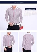 Camisa De Manga Larga Para Hombre Con Cuello Windsor Y Faldón Contrastante Estilo Formal Ajustada Con Patrón Rayado Y Cuello Francés - details 18