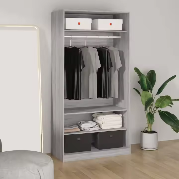 vidaXL Armario de madera contrachapada gris Sonoma 100x50x200 cm - 1