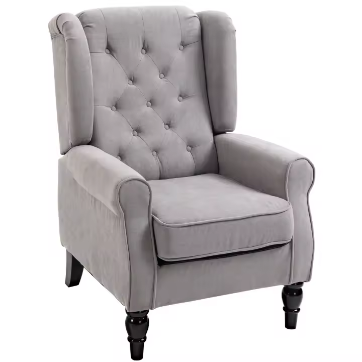 HOMCOM Sillón de Salón Moderno Butaca para Dormitorio con Reposacabezas y Patas de Madera Sofá Individual Carga 160 kg para Oficina Sala de Estar Gris - 1