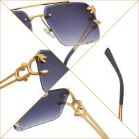 Gafas De Sol Sin Montura Vintage 2024 Para Hombres Y Mujeres Con Puente Doble Graduación Y Protección UV400 Lentes Cuadradas Oversized - details 2