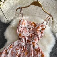 Vestido Largo De Verano Romántico Con Estampado Floral Vintage Vestido De Playa Con Cintura Alta Y Tirantes Spaghetti Para Mujer - details 10