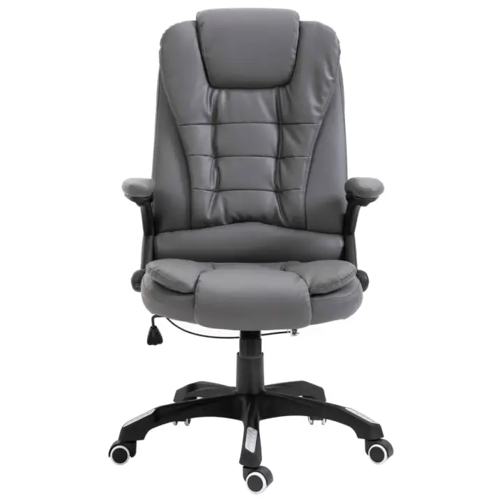 Silla de oficina de cuero syntético gris antracita - 1