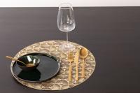 Mantelera De PVC Estilo Moderno Con Flor Dorada Cojín De Aislamiento Resistente Al Calor Para Hogar Navidad Decoración De Mesa Y Tazas - details 1