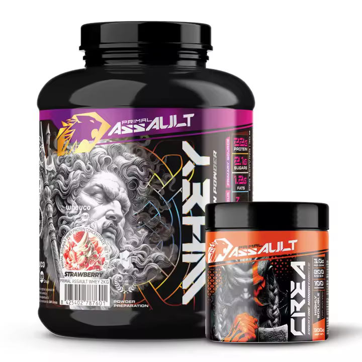 PRIMAL ASSAULT |  Pack de Proteina WHEY 2KG + Creatina en Polvo Sin Sabor 300g - 1