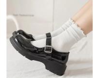Calcetines Para Mujer 5 Pares En Lote Algodón Transpirable De Media Pantorrilla Estilo Ruffle Negro Blanco Para Primavera Y Otoño - details 6
