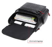 Mochila De Cuero Auténtico Crocodilo Para Laptop De 15.6 Pulgadas Hombres Viaje Impermeable Grande Para Adolescentes Escuela Bolsa De Viaje Preppy Style - details 10
