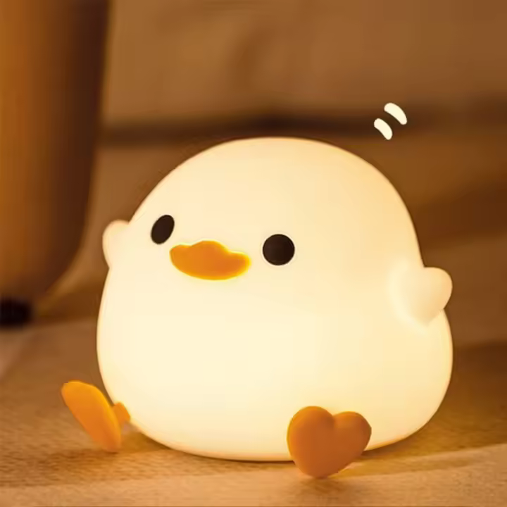 Luz de noche con forma de pato Doudou para niños, luz de noche con forma de pato Doudou, luz de noche para bebé, luz de noche para habitación de bebé, regulable, temporizador, carga USB, luz cálida. - 1