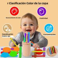 Juego De Aprendizaje Montessori De Madera Para Niños Juguete Sensorial De Edificación Temprano Para Edad De 3 a 6 Años Juego De Apariencia Colorida De Despiece - details 1