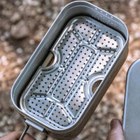 Caja De Almuerzo Para Camping 1609-W Con Red De Funda Y Hoja De Almíbar De Acero Inoxidable Grueso Para Picnic Al Aire Libre - details 4