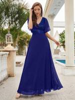 Vestido De Novia Sastre Unithorse Elegante Con Encaje Y Mariposa En Manga Chiffon Para Damas De Honor V-Neck Largo Al Piso - details 70