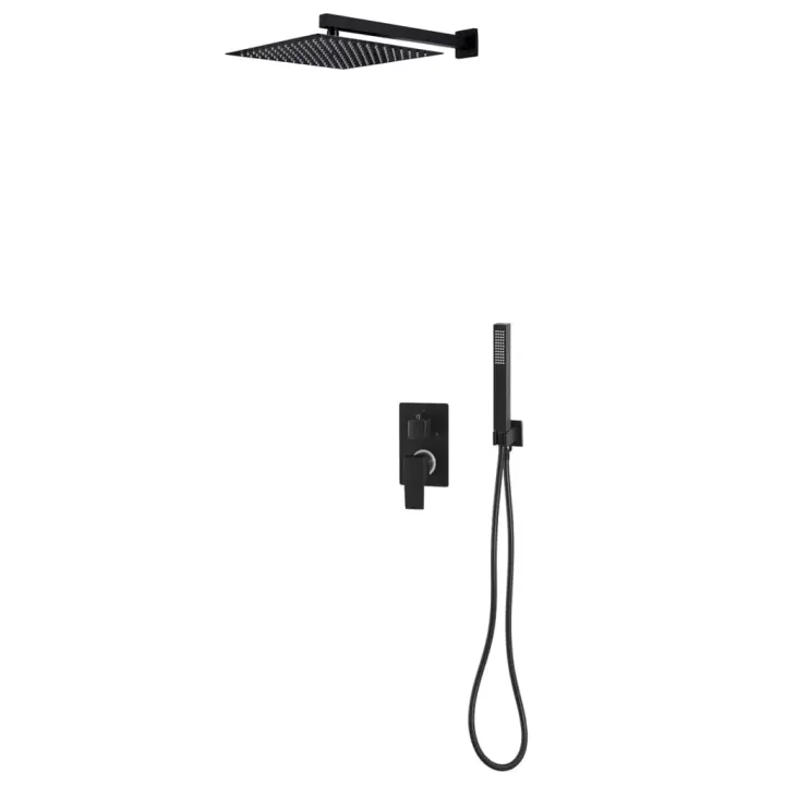 vidaXL Sistema de ducha acero inoxidable 201 negro - 1
