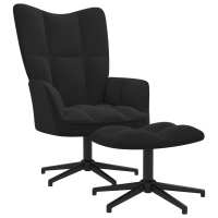 vidaXL Sillón de relax con taburete de terciopelo Gris claro, Gris oscuro, Negro Sillon Dormitorio Sillon Comodos Silla Relax Sillón Sofá - details 1