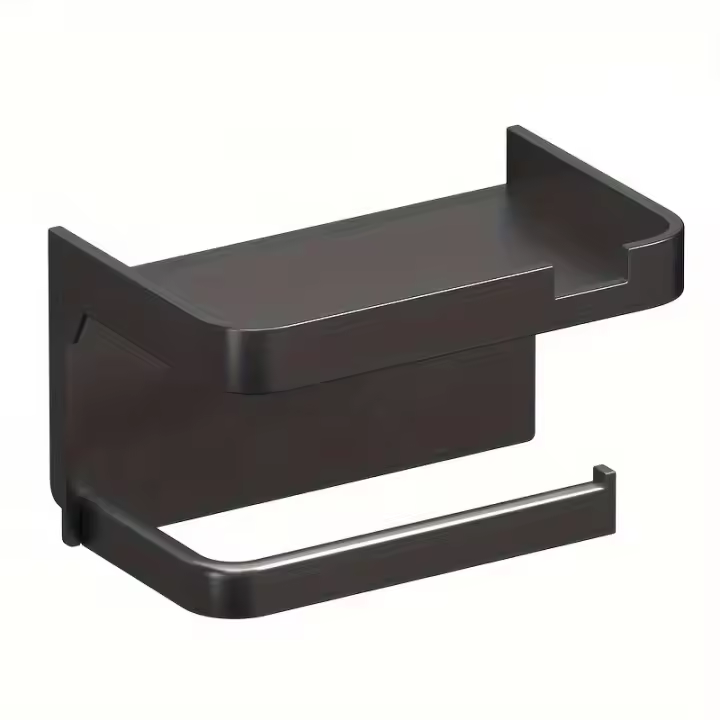 Soporte De Papel Toalla De Baño Espacioso Y Guardaespaldas Montado En La Pared Con Estante Perforado Para Almacenamiento - 1
