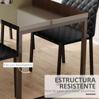 HOMCOM Silla de comedor, 4-Juego de silla de comedor, sillas de comedor tapizadas, silla tapizada con patas de acero, silla de cocina para comedor, cuero sintético, negro, 41 x 50 x 91 cm - details 3