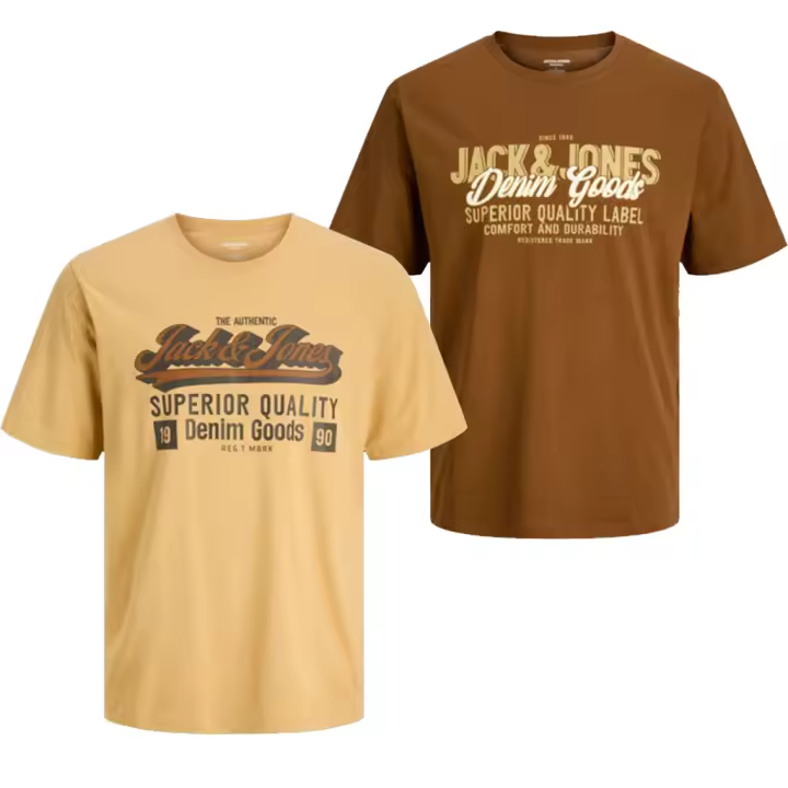 Jack & Jones hombre Pack 2 camisetas Mod JJelogo logo estampado moda casual informal , Ideal Primavera Verano - 1