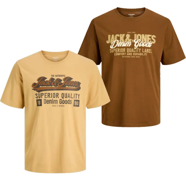 Jack & Jones hombre Pack 2 camisetas Mod JJelogo logo estampado moda casual informal , Ideal Primavera Verano - 1