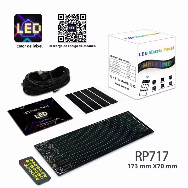 Panel De Matriz LED Para Coche Con Control Remoto Y APP Plegable Suave Iluminación De Texto En Pantalla Graffiti Control USB RGB - 1