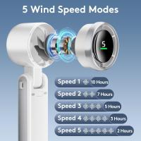 Mini ventilador portátil de mano, ventilador de turbina de viento potente plegable, batería de 3600mah y velocidad de 50000rpm, ventilador personal recargable usb, velocidad de 5 marchas, pantalla digital, adecuado para acampar al aire libre para hombres - details 1