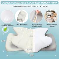 Almohada Orthopédica Pulatree Para Lado Espalda Y Estómago En Espuma De Memoria Antideslizante Contorno Cervical Para El Cuello Odorífera Y Libre De Olor - details 2