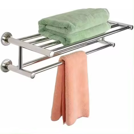 Toallero de baño montado en la pared, toallero, barras de toalla, 60cm, acero inoxidable - 1