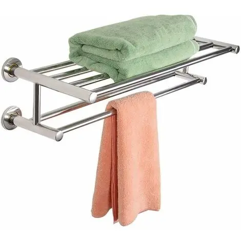 Toallero de baño montado en la pared, toallero, barras de toalla, 60cm, acero inoxidable - 1