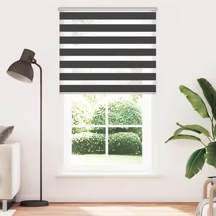 Estor cebra negro 135x200 cm tejido ancho 130,9 cm poliéster - 1