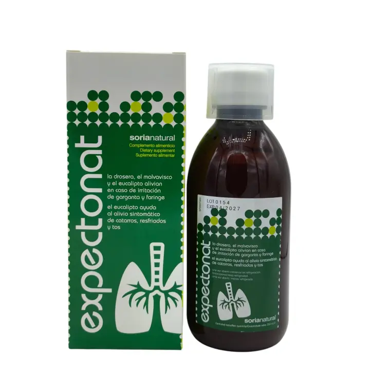 Expectonat Jarabe adulto 250ml Soria Natural, Sistema inmunitario, Sistema respiratorio, Alivio sintomático de catarros, resfriados y tos, Ayuda a expulsar la mucosidad, Alivia la tos y suaviza la garganta, Ingredientes naturales. - 1