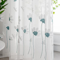 Cortina De Encaje Floral Coreana Pequeña Fresca Para Dormitorio Y Sala De Estar 1PC Translúcida Hecha De Poliéster 100% - details 3