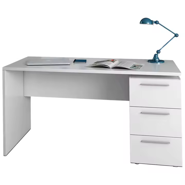 Mesa despacho con buc de 3 cajones acabado en blanco mate 74x138x60 cm - 1
