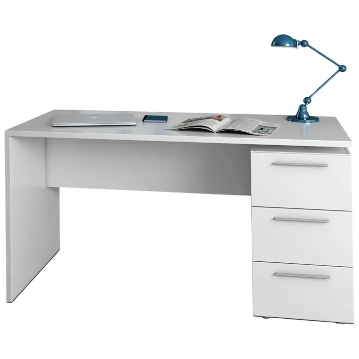 Mesa despacho con buc de 3 cajones acabado en blanco mate 74x138x60 cm - 1