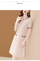 Vestido A-Line Elegante Para Mujer EVNISI Con Bordado En Cuello O Y Mangas Cortas Slim Office Lady Casual Para Oficina Y Fiestas - details 6