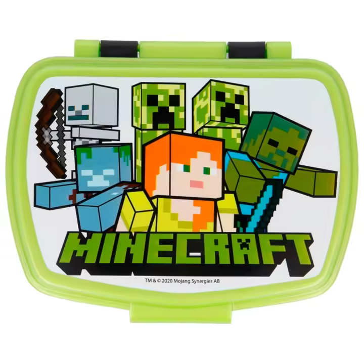 Fiambrera Rectangular MINECRAFT Infantil Libre de BPA - Producto Oficial de Minecraft, Ideal para Almuerzos y Meriendas, Diseño Pixelado - Marca MS Móvil Shop - 1
