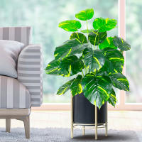 Planta Artificial De Monstera Grande 75cm Con 24 Hojas Falsas Plásticas Para Oficina Jardín Hojas Tropicales Verdes Para Decoración De Sala De Estar Y Fiesta Hawaiiana - details 3