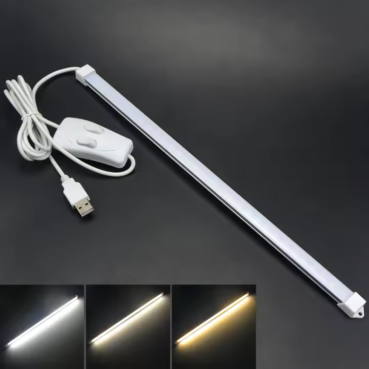 Lámpara LED USB Para Lectura Con Botón De Encendido Luz Blanca Cálida Ajustable Luz De Mesa Para Computadora Y Power Bank - 1