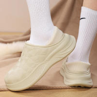 Zapatillas De Algodón Para Hombre Invierno Impermeables Con Peluche Interior Y Exterior Casuales Adecuadas Para El Hogar Y Exteriores Mantienen Calientes Medias Mitad Zapatos Plana Unisex - details 20