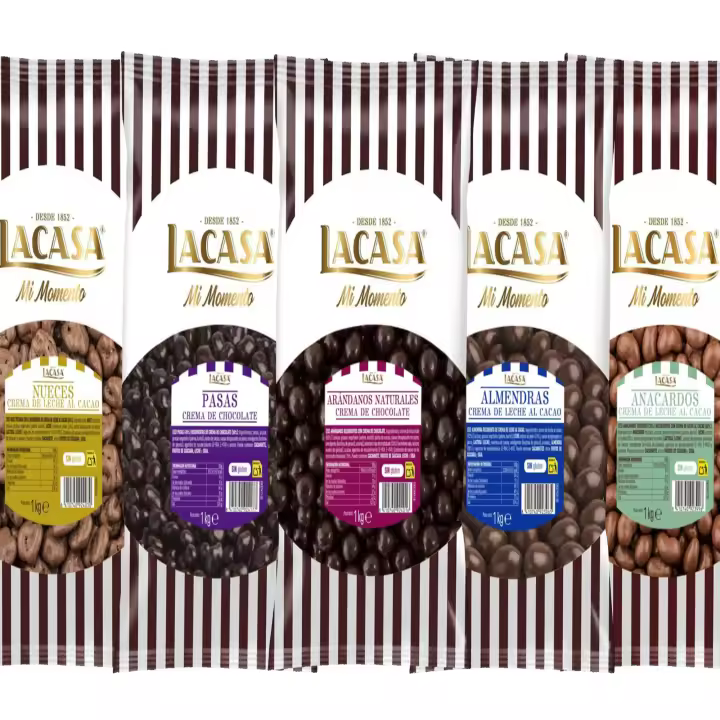 Lacasa pack 5kg deliciosas bolas de frutos secos con chocolate: Pasas de Corinto Negro,Almendra Leche,Anacardo leche,Arándanos Negro,Nuez Leche - 1