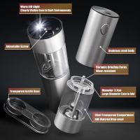 Molinillo de Pimienta eléctrico de 95ML, Juego de 2 with Luz LED Blanca, molinillo de especias recargable de Cerámica de Maple inoxidable - details 0