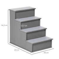 PawHut Escalera para Perros de 4 Peldaños Escalera para Mascotas Escalones para Perros Gatos con Acolchados Desmontables Carga 30 kg para Cama Sofá 40x59x54,2 cm Gris - details 2