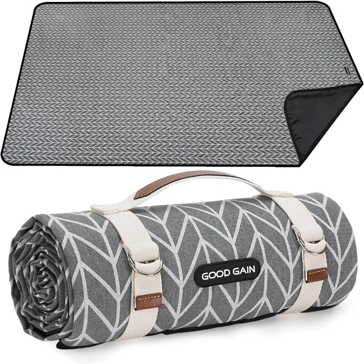 Mantas de picnics para Exterior, extragrandes, impermeables, Con Correa de Transporte, lavables a Máquina, Con respaldo a prueba de Arena para Parques, céped, campamentos, caminatas y conciertos (Gris Graphite) - 1