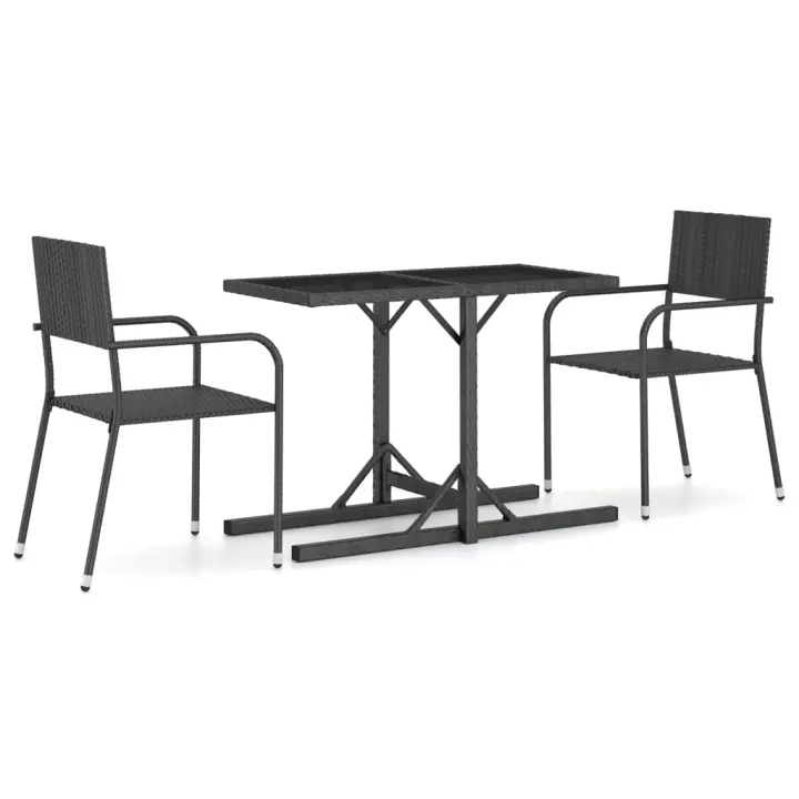 vidaXL Juego de comedor para jardín 3 piezas negro - 1