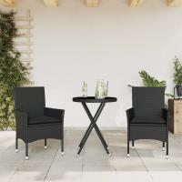 vidaXL Mesita sillas con cojines 3 pzas ratán sintético vidrio en color Marrón/beige y gris/Negro y crema y más | cómodas modernas ergonómicas para comedor cocina salón hogar - details 4