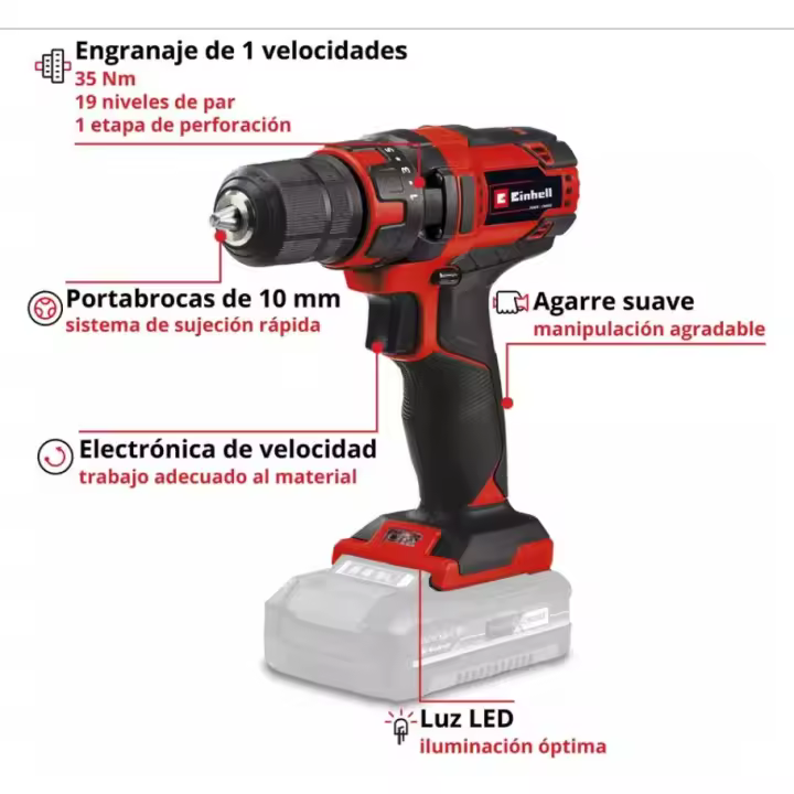 TALADRO DESTORNILLADOR A BATERÍA EINHELL TC-CD 18/35 Li - Solo (no incluye batería ni cargador) - 1