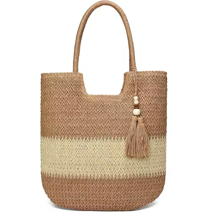 Bolsas de Playa de paja para Mujer, Bolsa de Playa Tejida, casual, Bohemian, Grande, Bolso de hombre para Vacaciones - 1