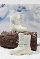 Botas De Tobillo Para Mujer Invierno Botas De Nieve Al Aire Libre Botas De Camuflaje Con Pluma Gruesa Botas De Senderismo Con Plataforma Botas De Tacón Bajo Material De Suela De Goma Talla Verdadera - details 2