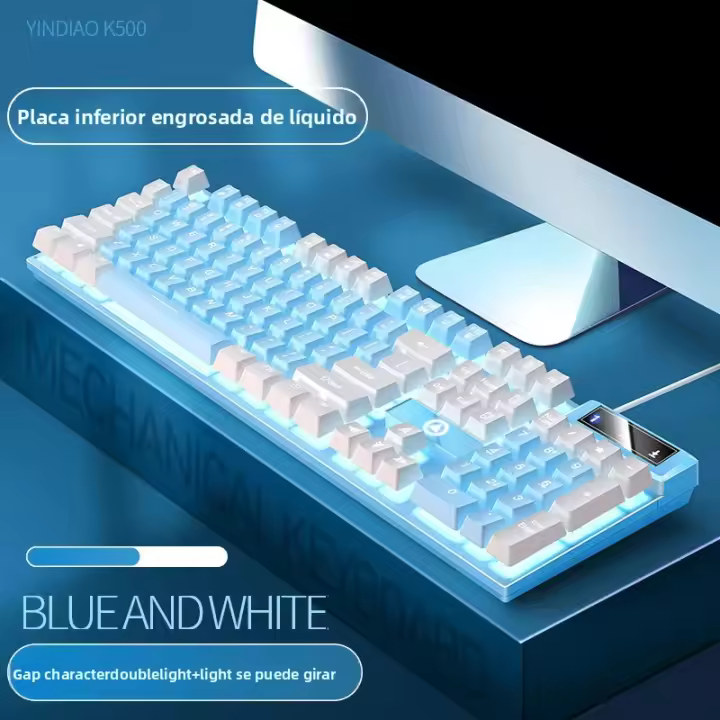 Teclado De Juego 104 Teclas Con Retroiluminación Colorida Teclado Cableado Sentido Mecánico Para Computadora Periféricos E-sports Para Desktop Laptop - 1
