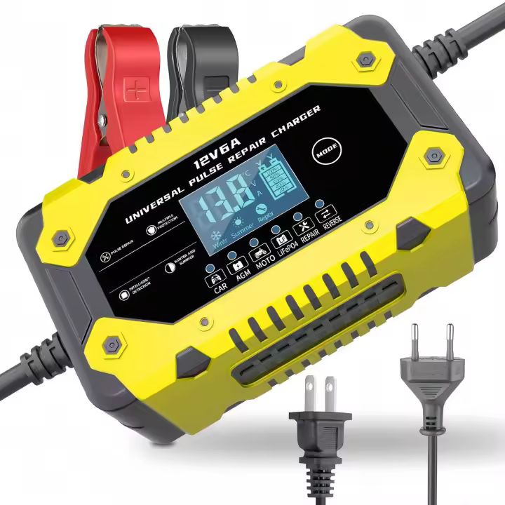 Chargeur Batterie Voitures 12V/6A, Chargeur de Batterie Intelligent Moto avec Fonction Réparation, Maintien de Charge Auto - 1