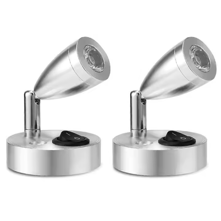 2pcs 3w 12v Led Reading Light Compatible Boat Caravan Motorhome Car, With Its Own Switch, Warm White Light, 3000k, 60 * 97mm - 1