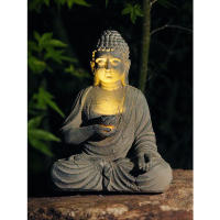 Estatua Budista Solar De Resina Decoración Jardín Zen Estilo Japonés Luz Solar Exterior Patio Porche Jardín Hogar Meditación Budista - details 2